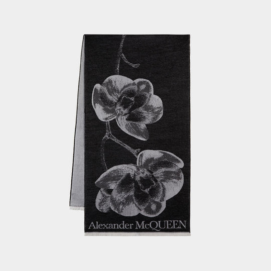 Echarpe Orchid Skull - Alexander McQueen - Laine - Noir