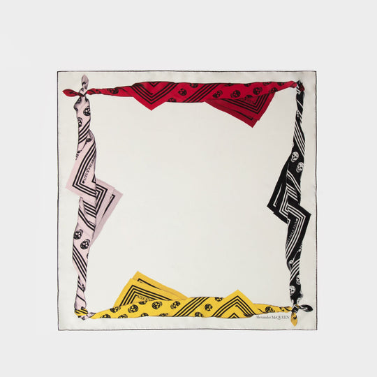Echarpe Knot Biker - Alexander McQueen - Twill - Blanc/Multi