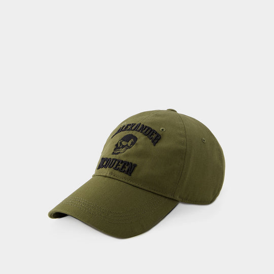 Casquette Varsity Skull - Alexander Mcqueen - Coton - Kaki/Noir