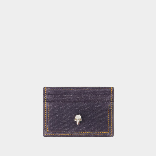 Porte Carte Skull - Alexander Mcqueen - Cuir - Denim