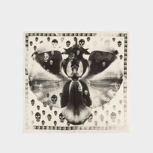 Écharpe Skull Orchid - Alexander Mcqueen - Laine - Ivoire/Noir