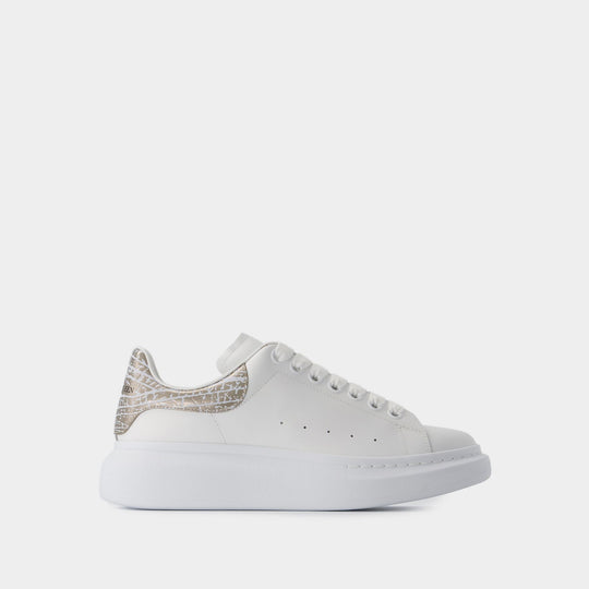 Sneakers Oversized - Alexander McQueen - Cuir - Blanc/Argenté