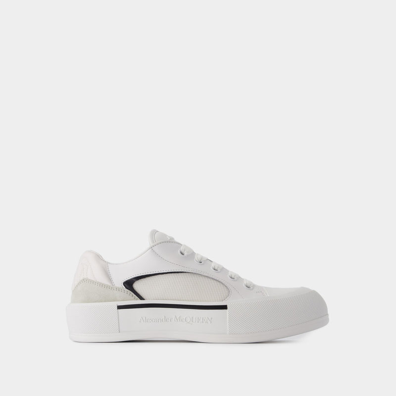 Sneakers Oversized - Alexander McQueen - Cuir - Blanc/Noir