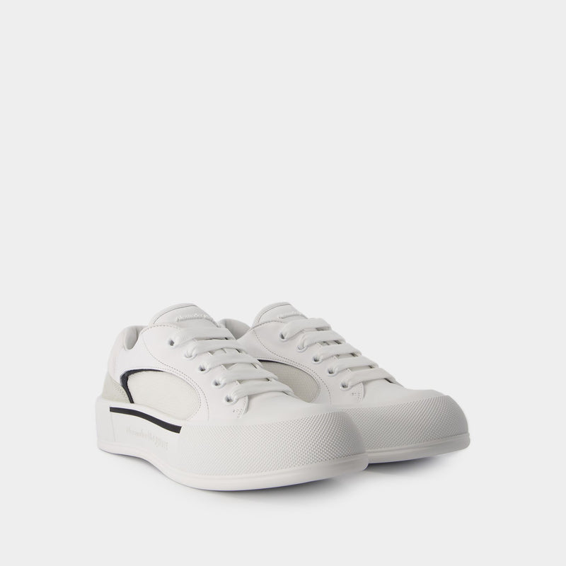 Sneakers Oversized - Alexander McQueen - Cuir - Blanc/Noir