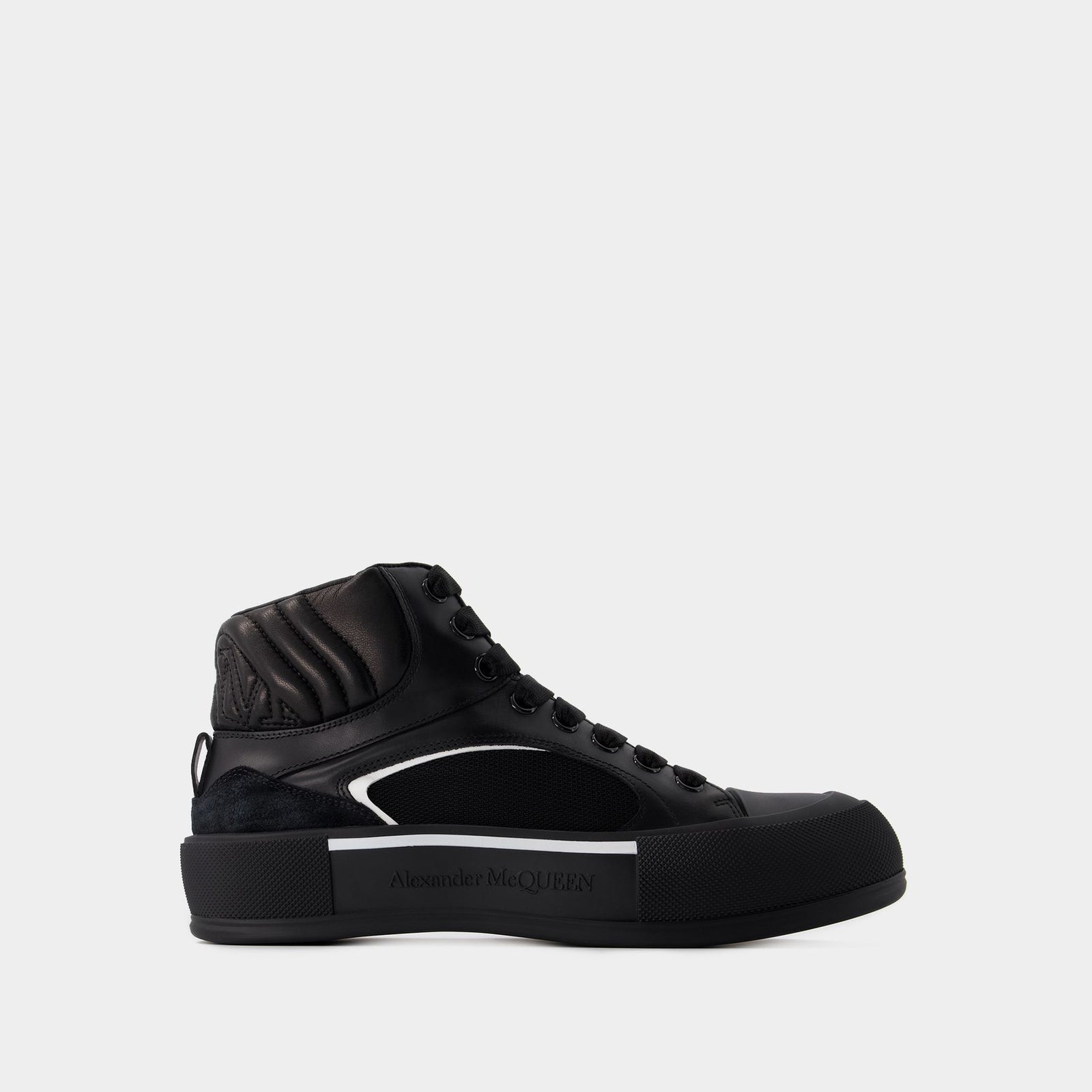 Sneakers Deck Alexander McQueen Cuir Noir Blanc