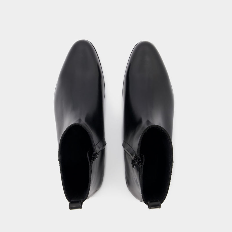 Bottines Metal Heel - Alexander McQueen - Cuir - Noir/Argenté
