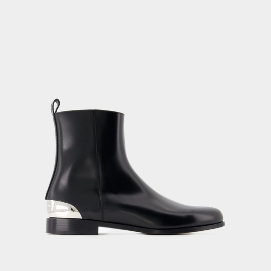 Bottines Metal Heel - Alexander McQueen - Cuir - Noir/Argenté