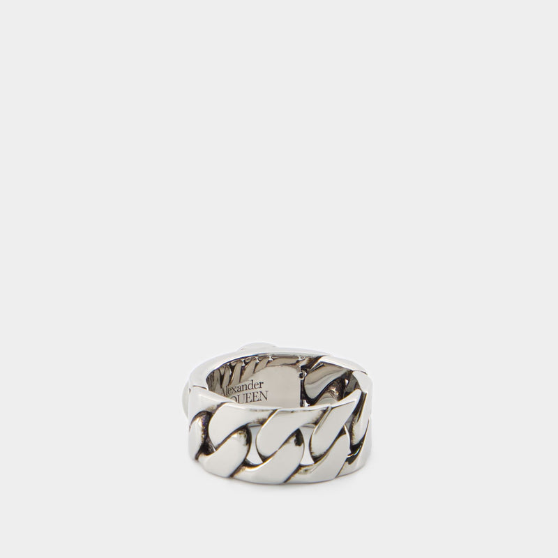 Bague Skl & Pearl - Alexander McQueen - Métal - Métallique