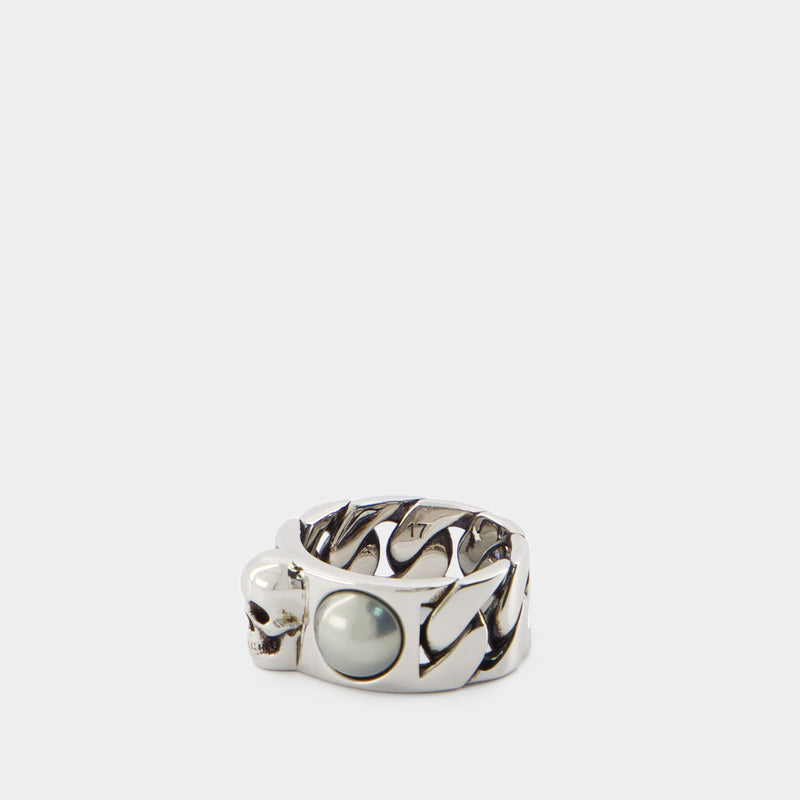Bague Skl & Pearl - Alexander McQueen - Métal - Métallique