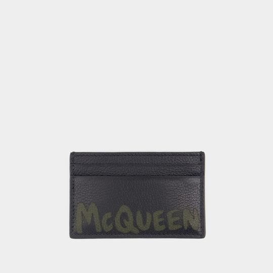 Porte-Carte - Alexander McQueen - Cuir - Noir/Kaki