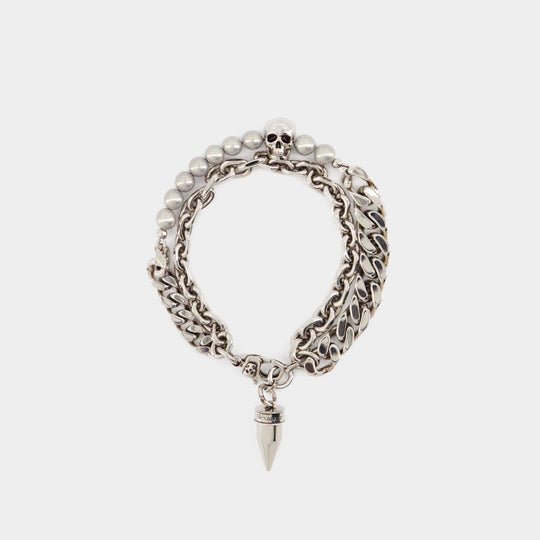 Bracelet Skl & Pearl - Alexander McQueen - Métal - Métallique
