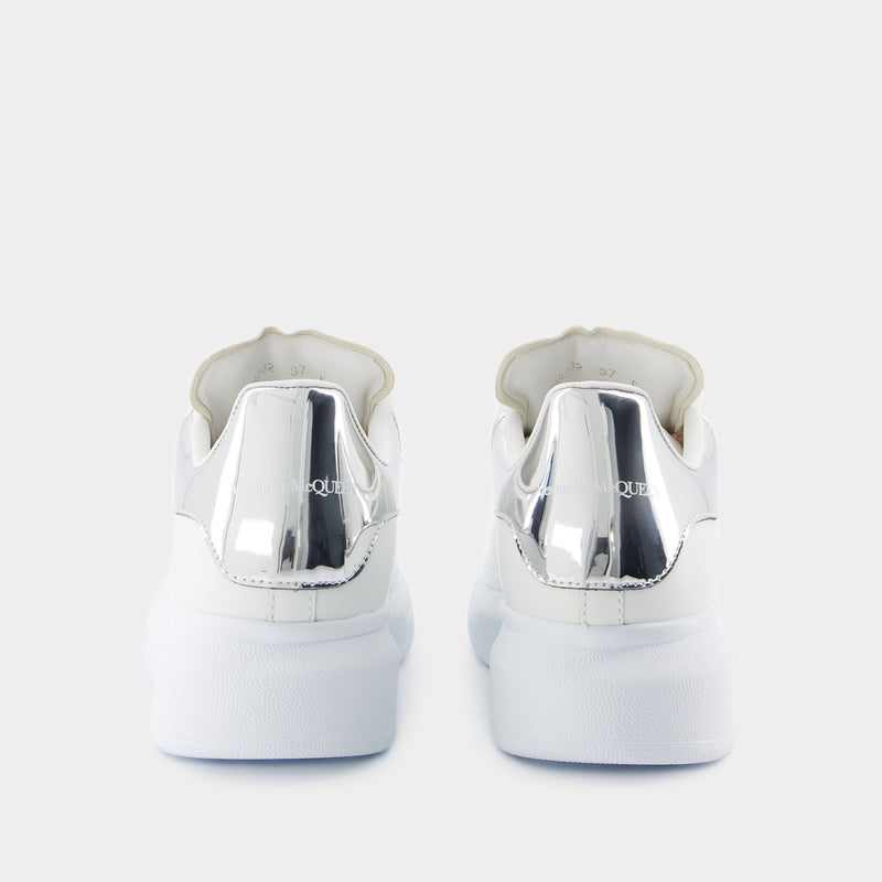 Sneakers Oversized - Alexander McQueen - Cuir - Blanc/Argenté