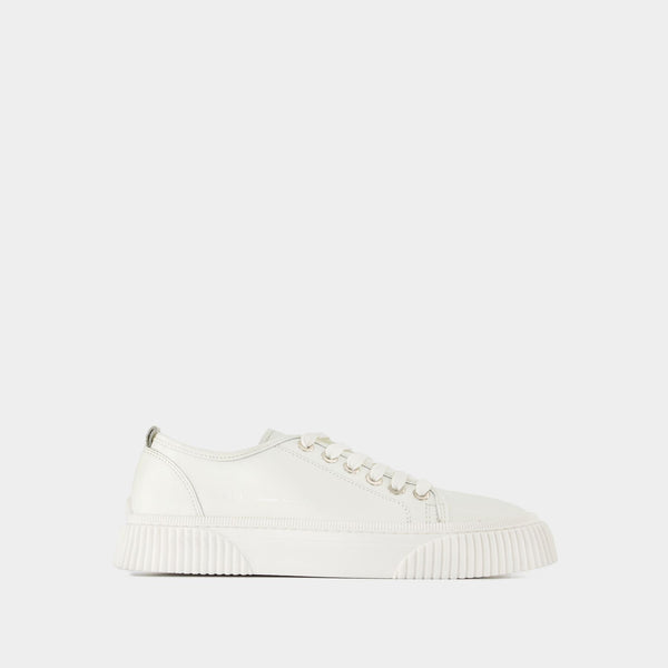 Baskets Low-Top Logo en Cuir Blanc