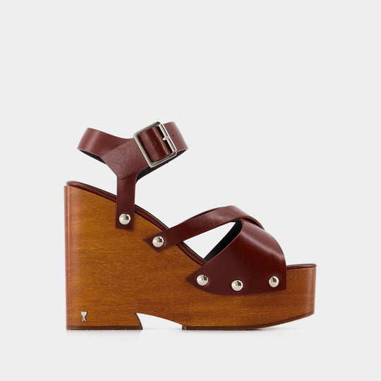 Sabots Strappy - Ami Paris - Cuir - Cognac