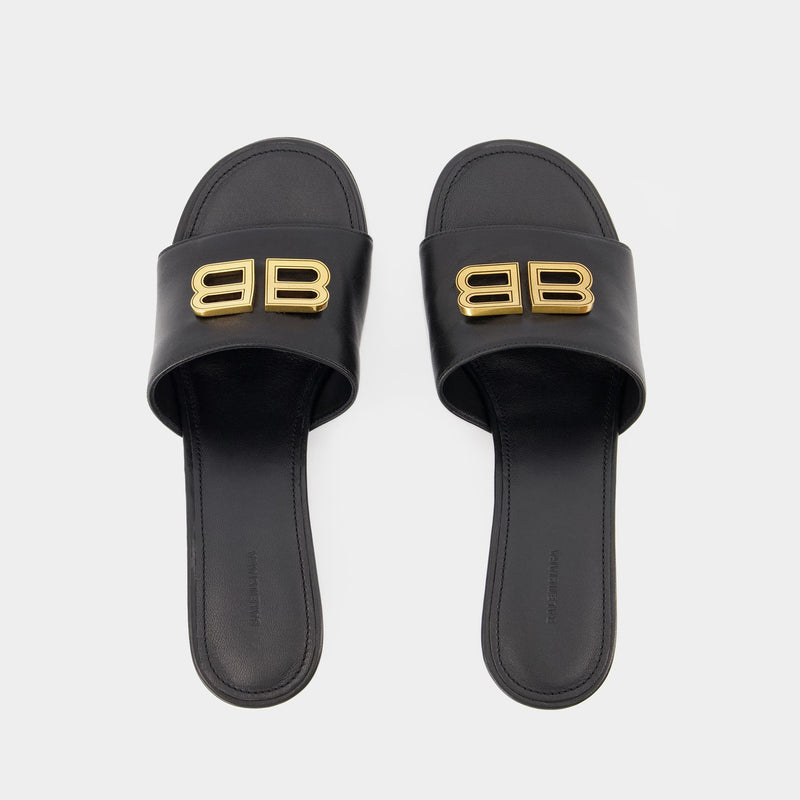 Sandales Groupie M50 - Balenciaga - Cuir - Noir/Or