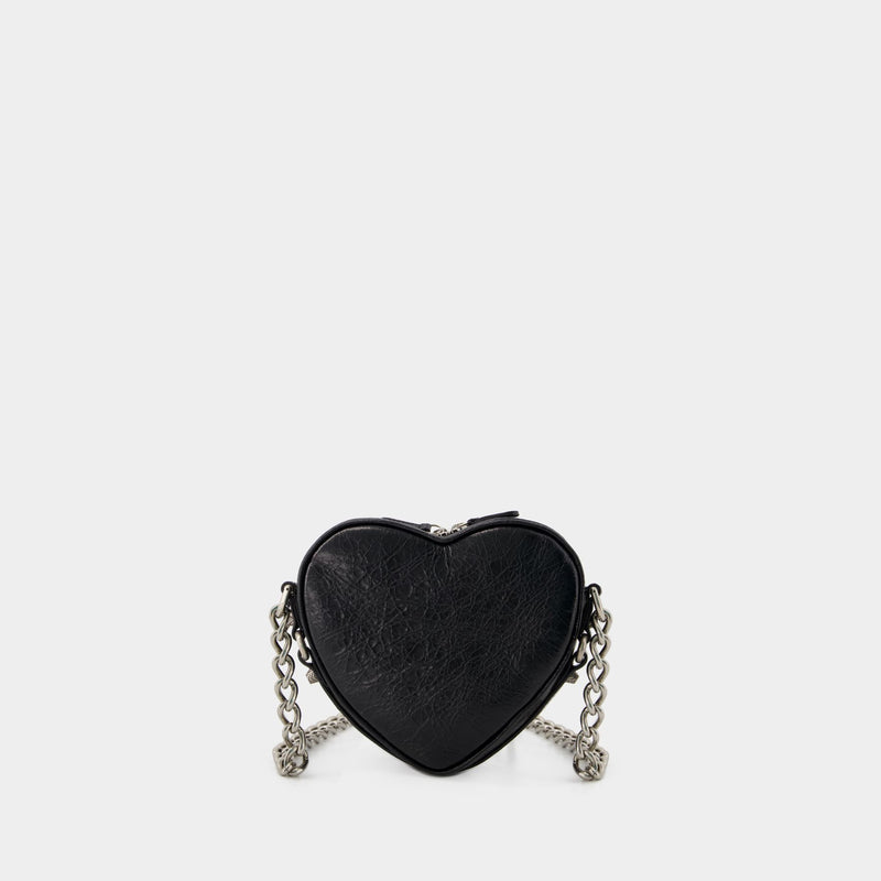 Sac Mini Cag Heart - Balenciaga - Cuir - Noir