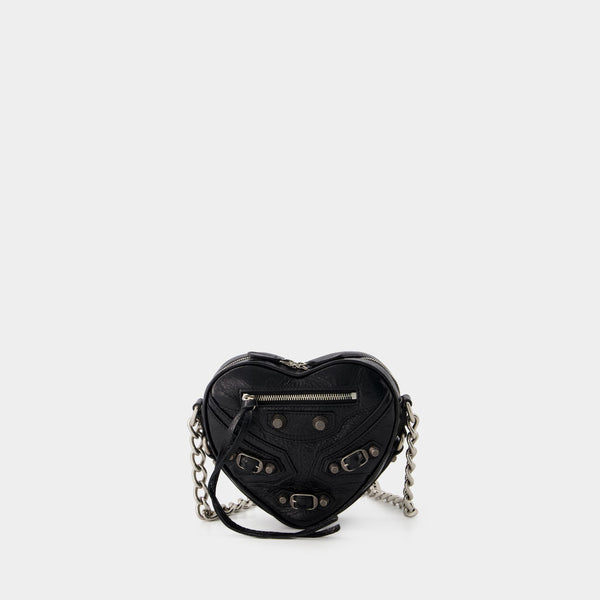 Sac Mini Cag Heart - Balenciaga - Cuir - Noir