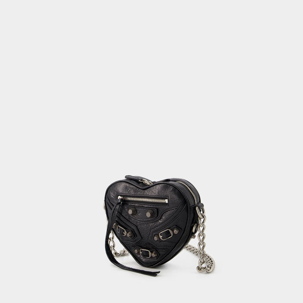 Sac Mini Cag Heart - Balenciaga - Cuir - Noir