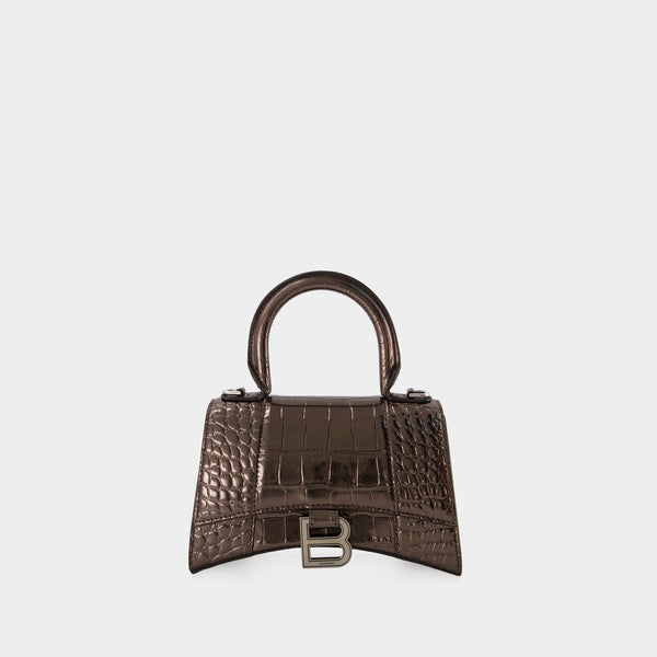 Sac Hourglass XS - Balenciaga - Cuir - Dark Bronze