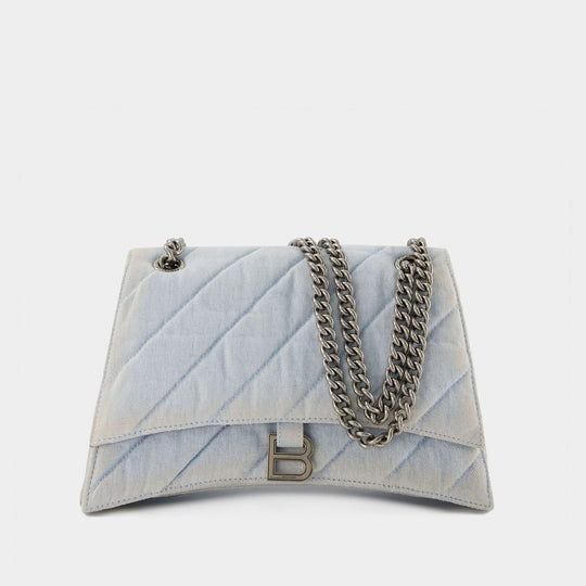 Sac Hobo Crush M - Balenciaga - Denim - Bleu