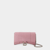 Wallet on chain Hourglass - Balenciaga - Cuir - Powder Pink