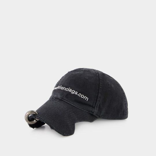 Casquette Piercing - Balenciaga - Coton - Noir Délavé