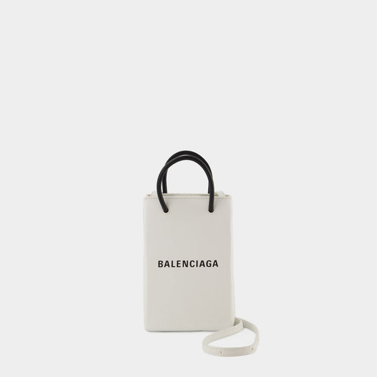 Sac Phone Holder - Balenciaga - Cuir - Blanc