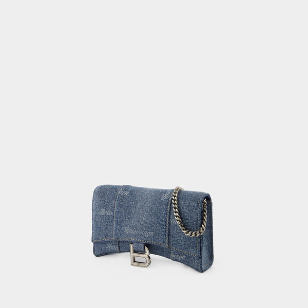Wallet On Chain Hourglass - Balenciaga - Coton - Pale Blue