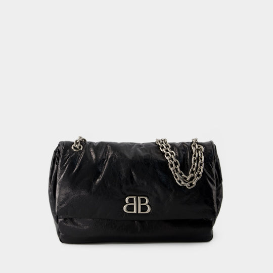 Sac Hobo Monaco M - Balenciaga - Cuir - Noir