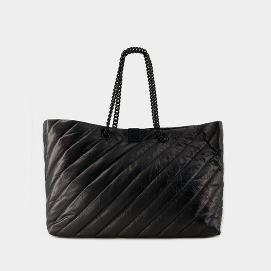 Cabas Crush Carry All L - Balenciaga - Cuir - Noir