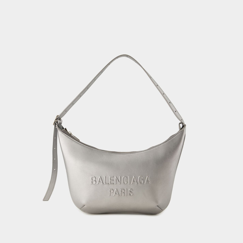 Sac Porté Épaule Mary Kate Sling Balenciaga Cuir Argenté