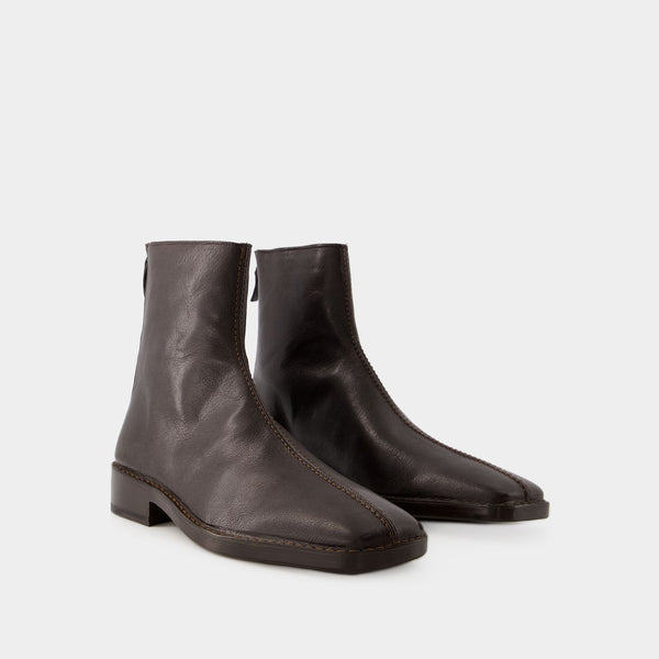 Bottines Piped Zipped - Lemaire - Cuir - Mushroom