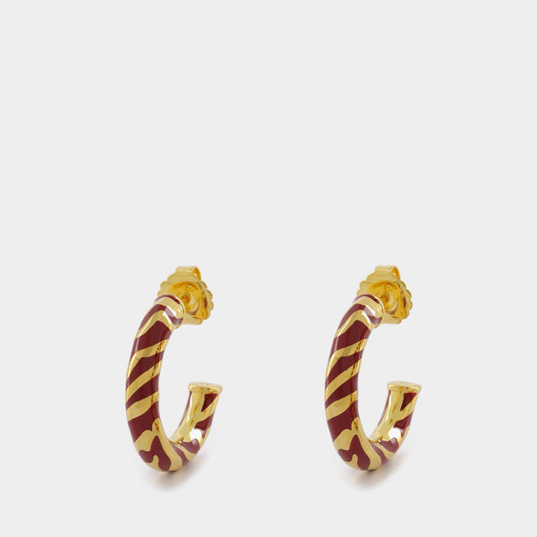Bouclés d'Oreilles Liwa en Resine Rouge/Or