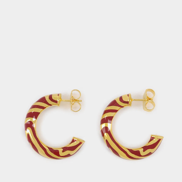 Bouclés d'Oreilles Liwa en Resine Rouge/Or