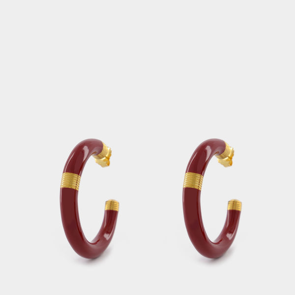 Boucles d'Oreilles Katt en Resine Rouge/Or