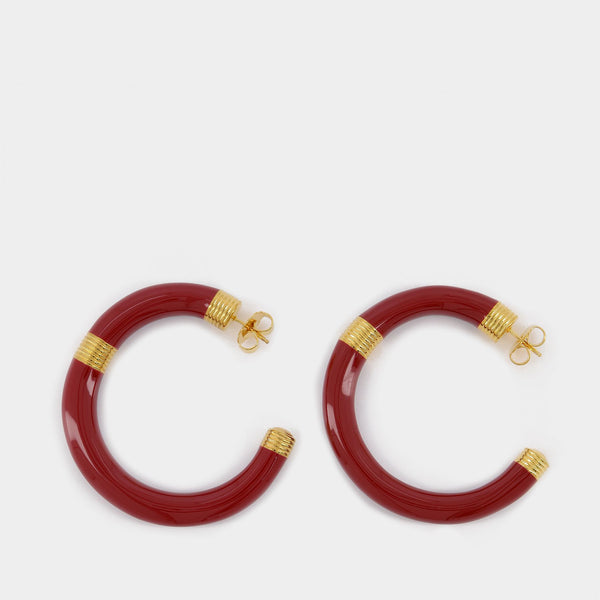 Boucles d'Oreilles Katt en Resine Rouge/Or