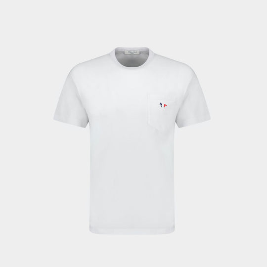 T-Shirt Classique Tricolor Fox Patch - Maison Kitsune - Coton - Blanc