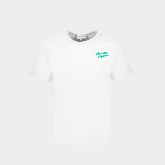 T-Shirt Handwriting Regular - Maison Kitsune - Coton - Blanc