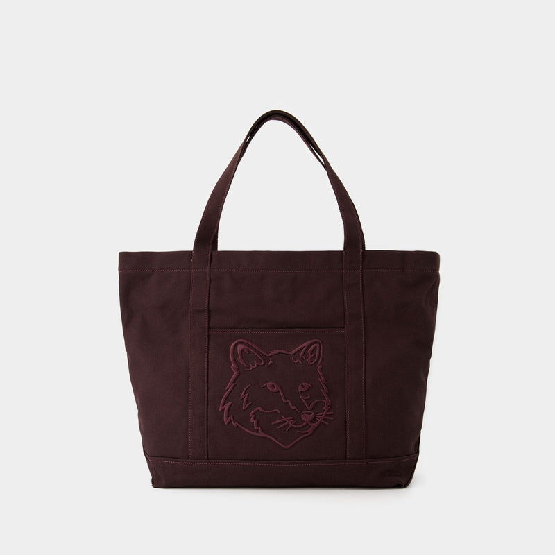 Tote Bag Classique Fox Head - Maison Kitsune - Toile - Marron Pécan
