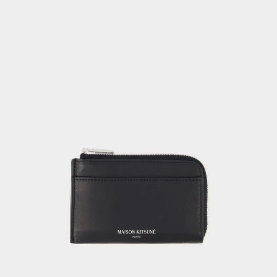 Porte Carte Zippé - Maison Kitsune - Cuir - Noir