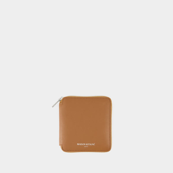 Portefeuille Zippé - Maison Kitsune - Cuir - Marron