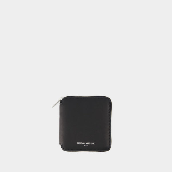 Portefeuille Zippé - Maison Kitsune - Cuir - Noir