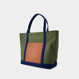 Tote Bag Classique Fox Head Pocket - Maison Kitsune - Toile - Vert Militaire