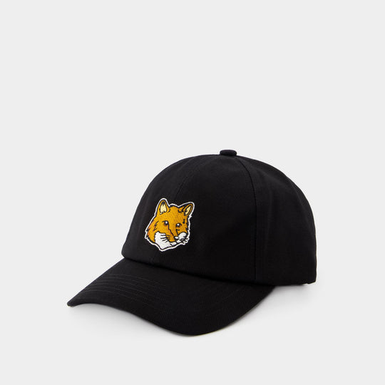 Casquette Large Fox Head 6p - Maison Kitsune - Coton - Noir
