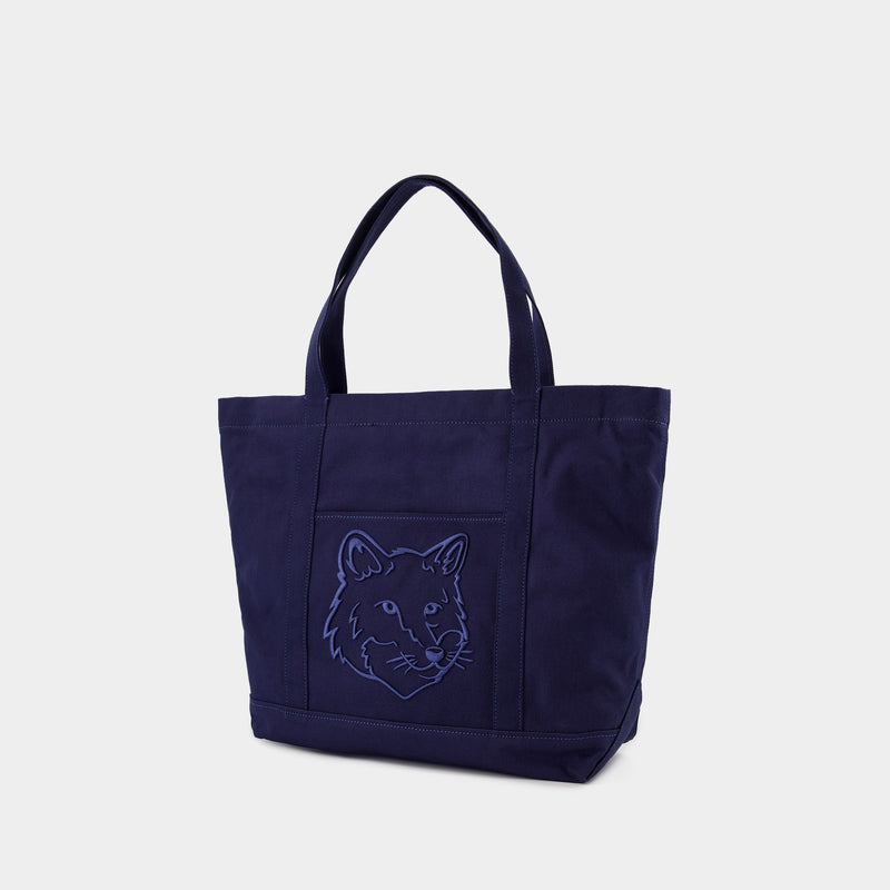 Cabas Fox Head Large - Maison Kitsune - Coton - Bleu