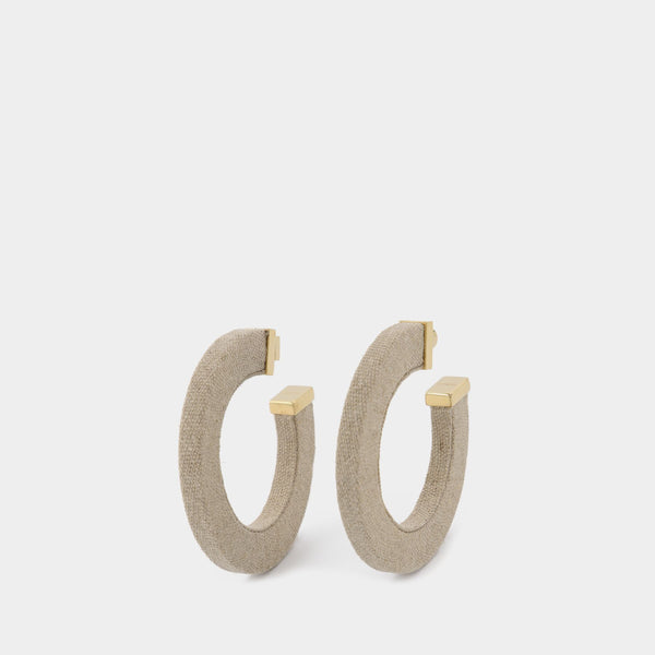 Boucles d'Oreilles La Créole Linu en Lin Beige