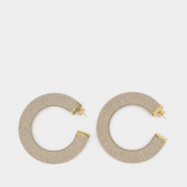 Boucles d'Oreilles La Créole Linu en Lin Beige