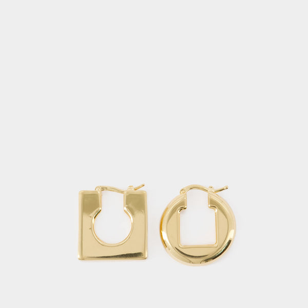 Boucles D'Oreille Rond Carre - Jacquemus - Métal - Doré