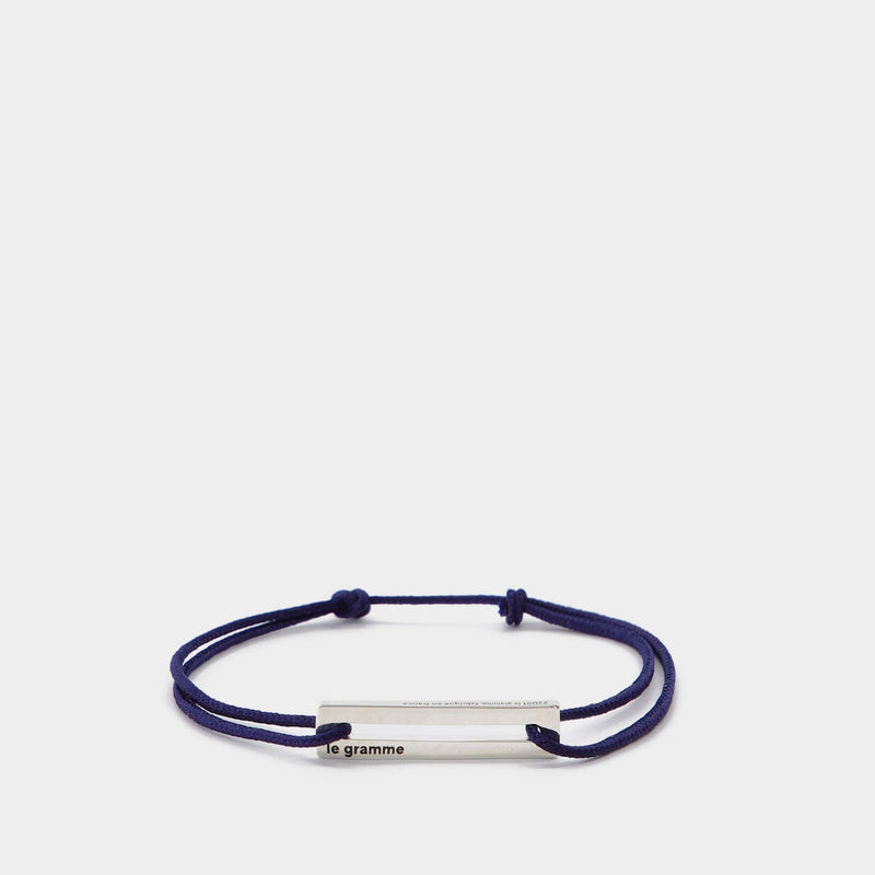 Bracelet 1,7g en Corde Bleu Marine et Argent