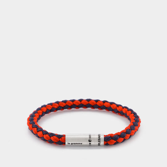 Orlebar Brown X Le Gramme Bracelet Bracelet Câble Nato 7G en Argent Brossé, Bleu / Rouge